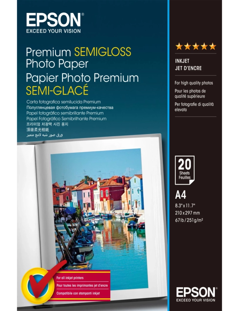 Epson - Papel de Impressão Epson > Premium, DIN A4, 251G/M² - C13S041332
