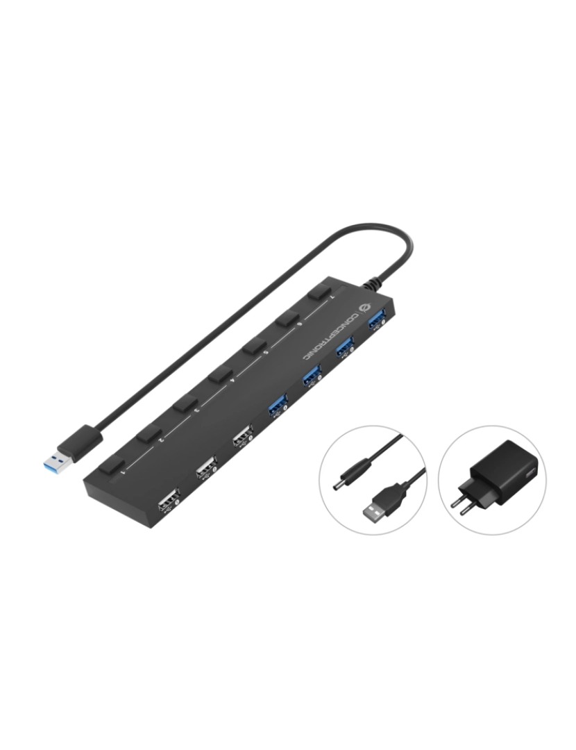 Conceptronic - HUB USB Conceptronic > de Interface 3.2 GEN 1 (3.1 GEN 1) TYPE-A 5000 Mbit/s Preto - HUBBIES09BP