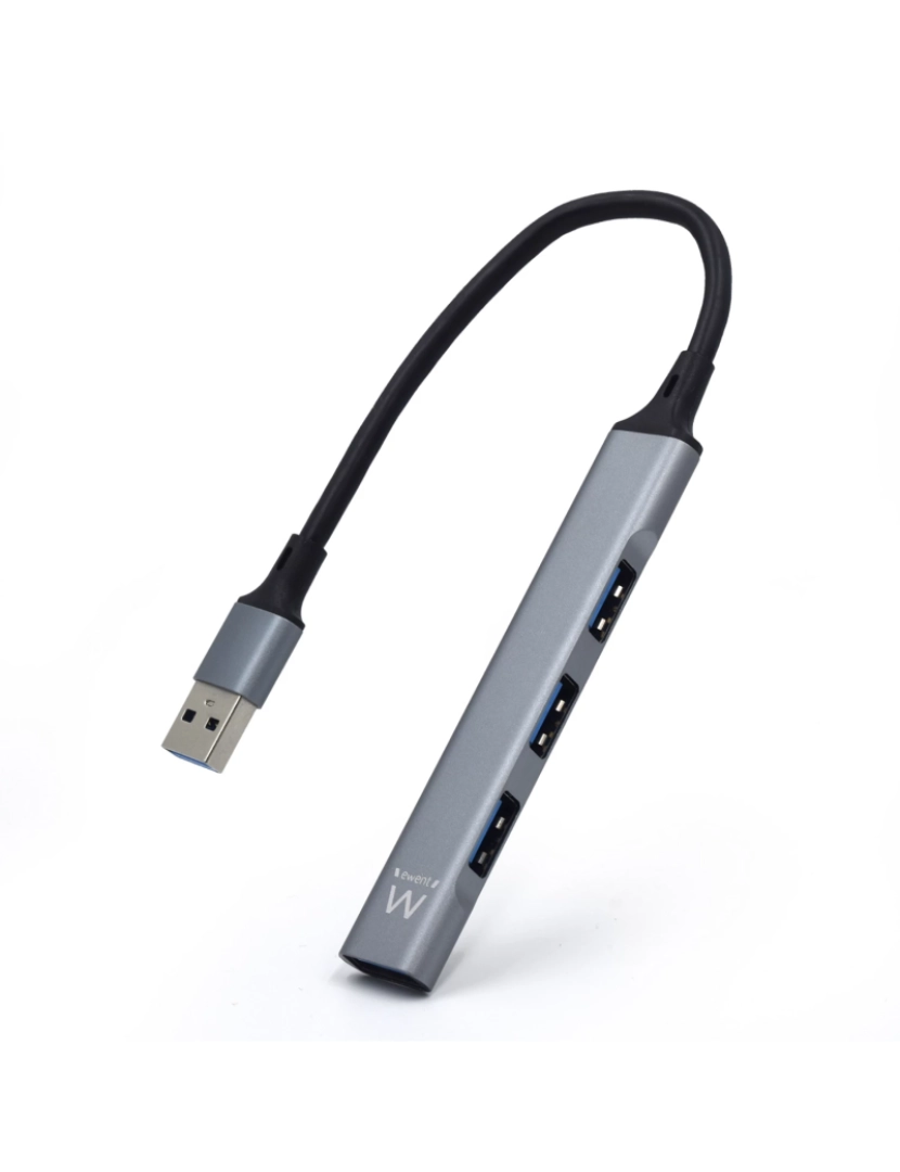 Ewent - HUB USB Ewent > de Interface 3.2 GEN 1 (3.1 GEN 1) TYPE-A 5000 Mbit/s Cinzento, Prateado - EW1144