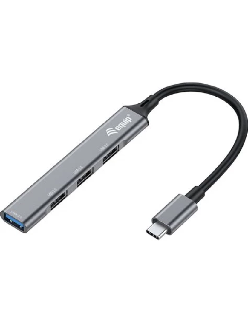 Equip - Equip 128961 HUB de Interface USB 3.2 GEN 1 (3.1 GEN 1) TYPE-C 5000 Mbit/s Preto, Cinzento