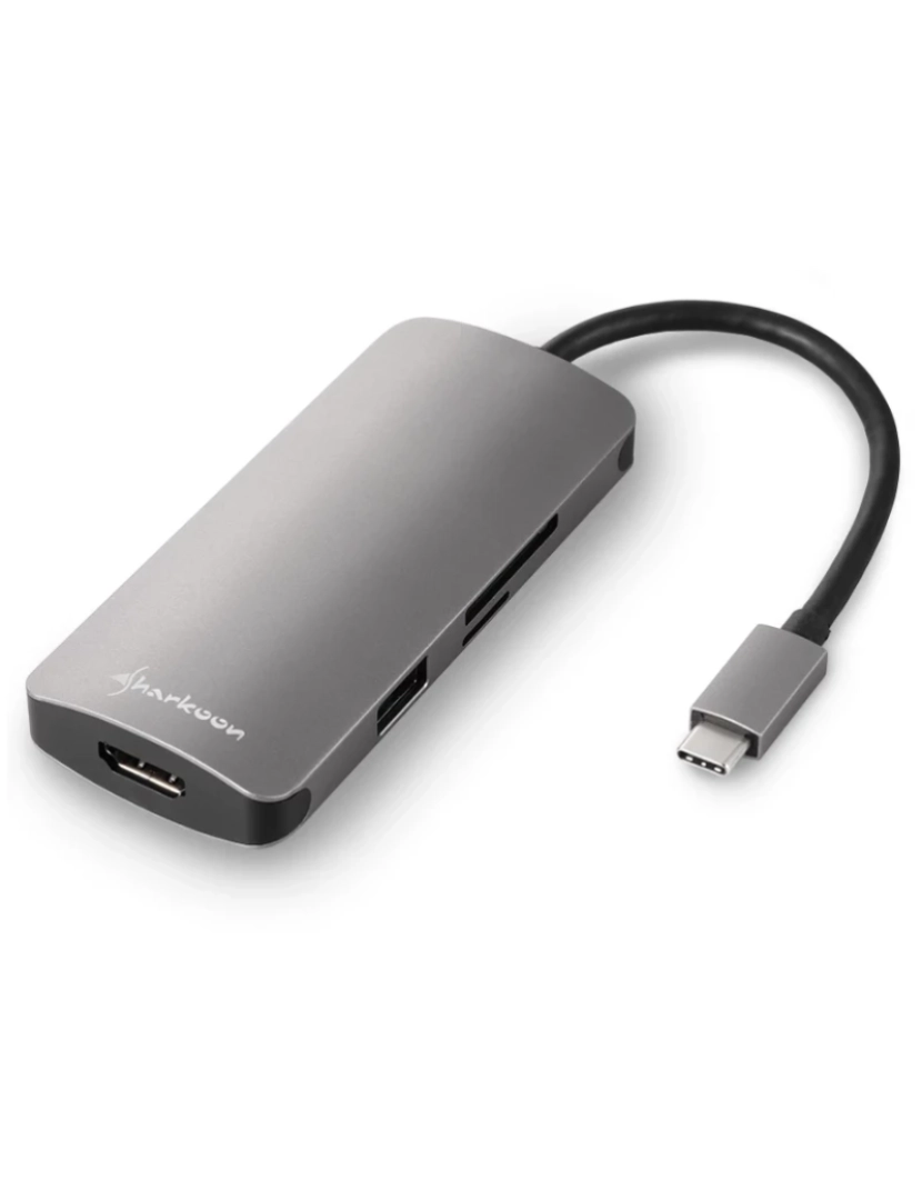 Sharkoon - HUB USB Sharkoon > 3.0 Type C Multiport Adapter 3.2 GEN 1 (3.1 GEN 1) TYPE-C 5000 Mbit/s Cinzento - 4044951026715