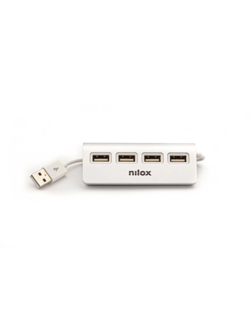 Nilox - HUB USB Nilox > 4 Porte 2.0 Alluminio 480 Mbit/s Cinzento - NXHUB04ALU2
