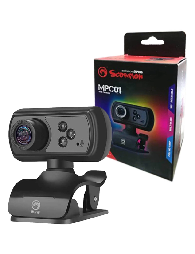 Scorpion - Webcam Scorpion > Marvo MPC01 5 MP 1920 X 1080 Pixels USB Preto - MA-MPC01