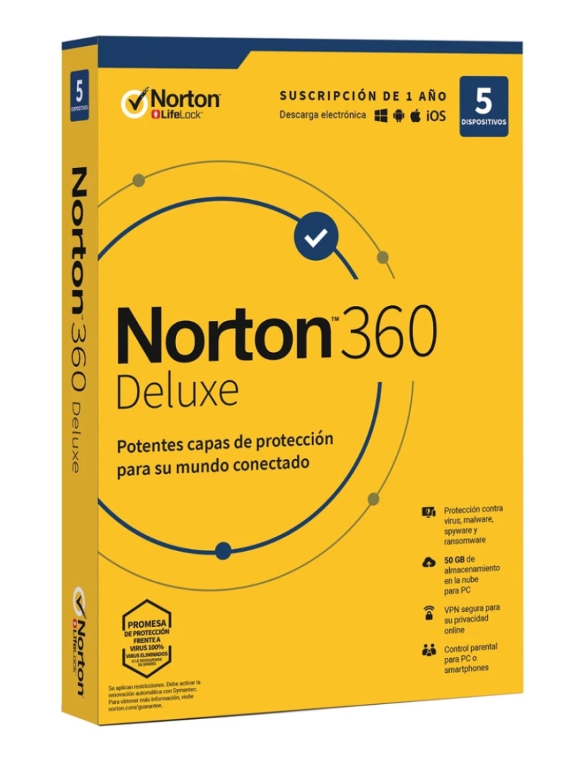 Norton - Software de Segurança Norton > 360 deluxe 50gb antivirus 1 usuario 5 dispositivos 1 aço - 21433201
