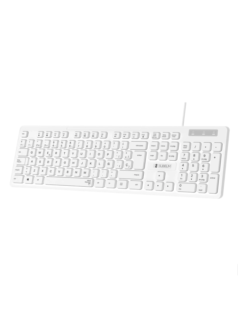 Subblim - SUBBLIM SUBKBC-0SSK51 teclado USB QWERTY Espanhol Preto, Branco