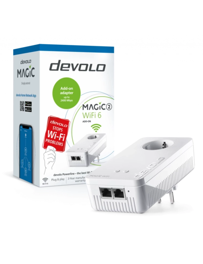 Devolo - Powerline Devolo > Magic 2 Wifi 6 2400 Mbit/s Ethernet LAN WI-FI Branco 1 Unidade(s) - 8811