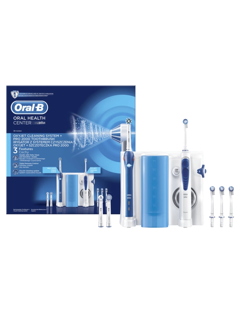 Braun - Escova de Dentes Elétricas Braun > ORAL-B PRO 2000 + Oxyjet Adulto Rotativa Oscilante Azul, Branco - 4210201196655
