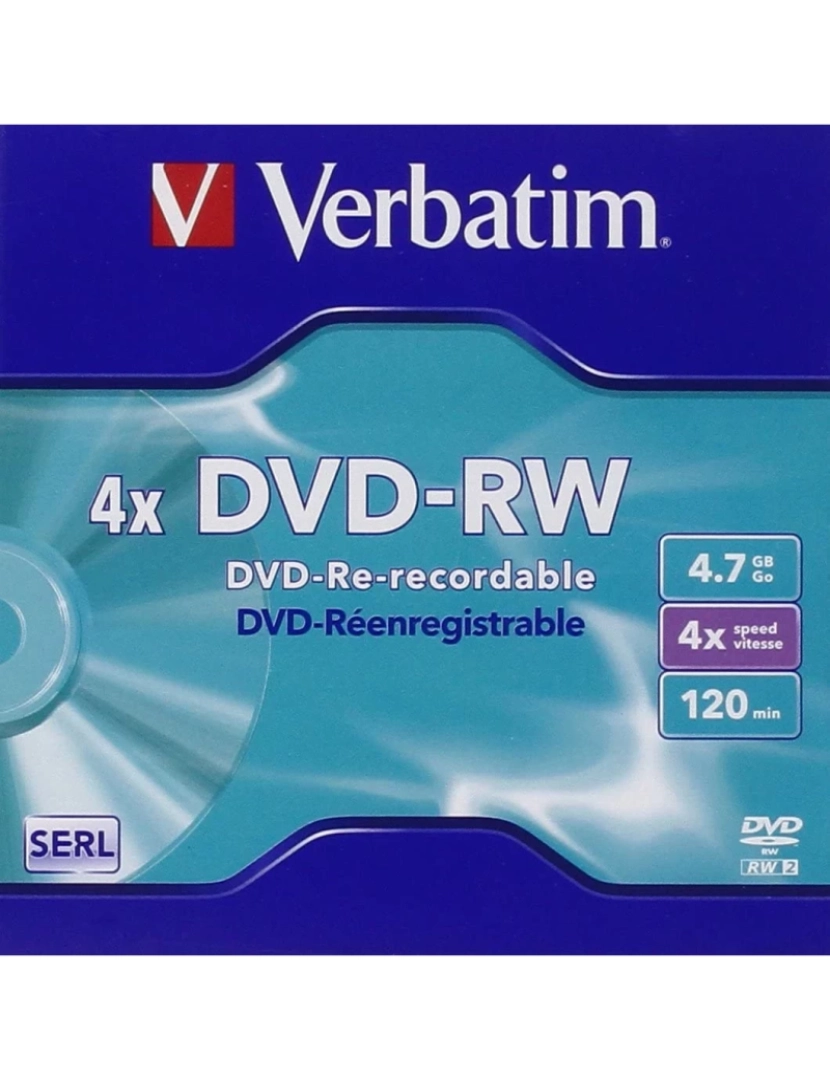 Verbatim - Disco Óptico Verbatim > DVD-RW Matt Silver 4X 4,7 GB 1 Unidade(s) - 43285