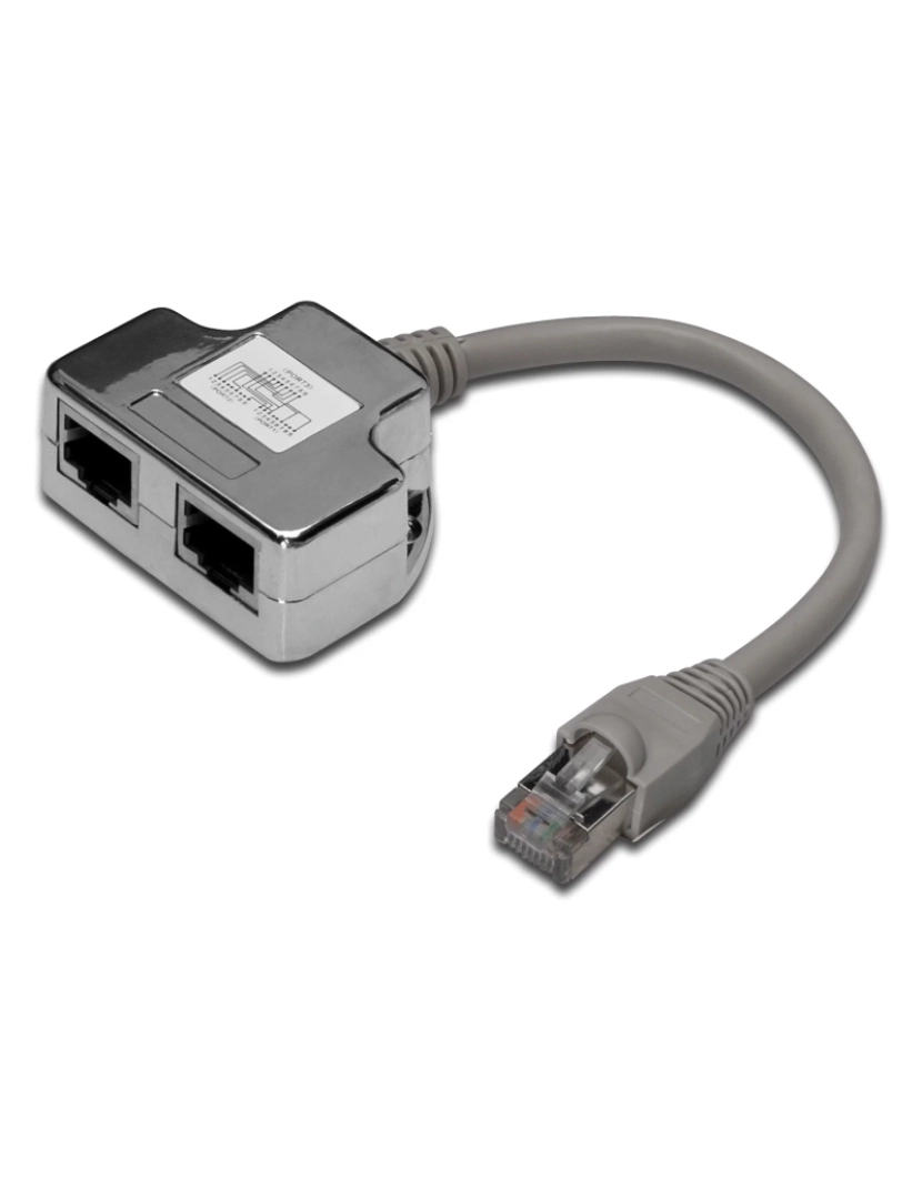 Digitus - RJ45/2 X RJ45, 0.19 M Multiplicador Rede Cinzento, Prateado - DN-93904