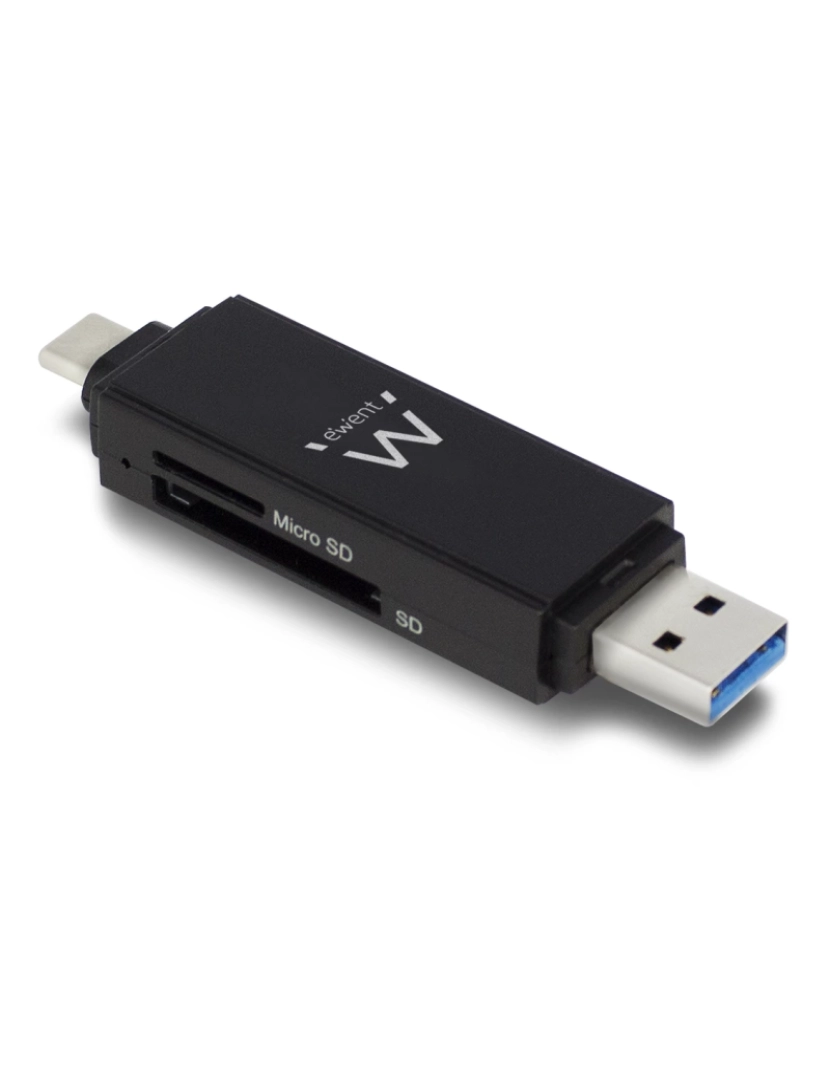 Ewent - Leitor de Cartões Ewent > USB 3.2 GEN 1 (3.1 GEN 1) TYPE-A/TYPE-C Preto - EW1075