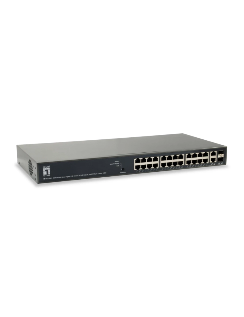 Level One - gerido l3 gigabit ethernet (10/100/1000) power over ethernet (poe) preto - gep-2651