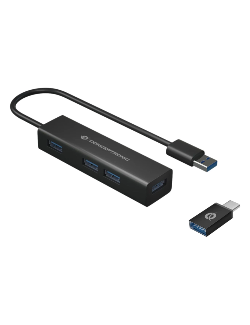 Conceptronic - HUB USB Conceptronic > de Interface 3.2 GEN 1 (3.1 GEN 1) TYPE-A 5000 Mbit/s Preto - HUBBIES06B