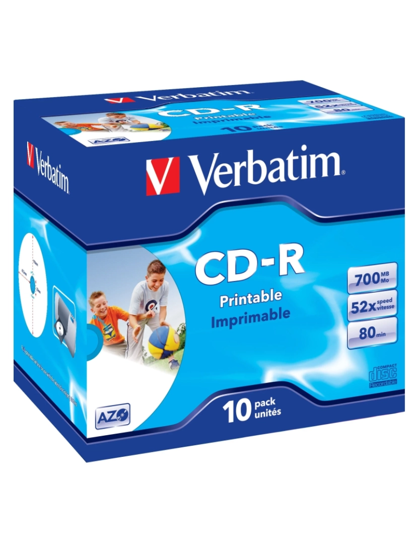Verbatim - Drive Óptica Verbatim > CD-R AZO Wide Inkjet Printable 700 MB 10 Unidade(s) - 43325