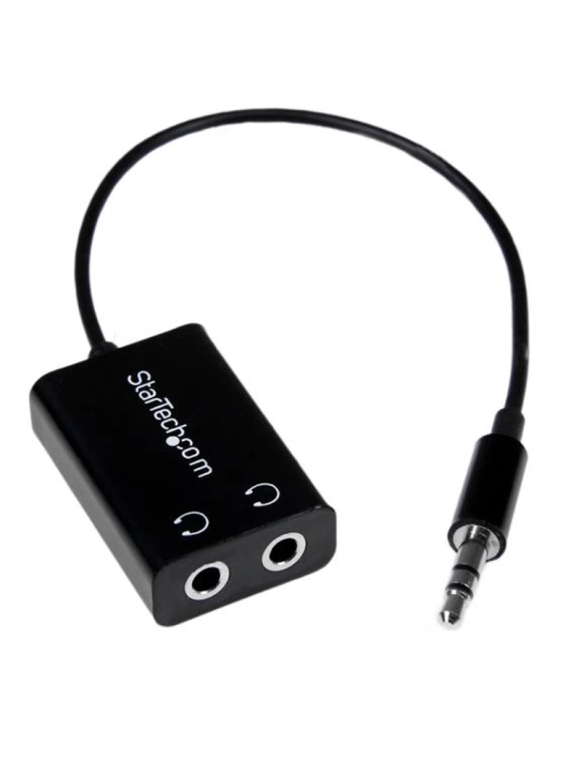 Startech - Cabo de Audio Startech > Adaptador Divisor Auscultadores MINI-JACK Slim Preto 3,5 MM Macho Para 2X 3,5 MM Fêmea - MUY1MFFADP