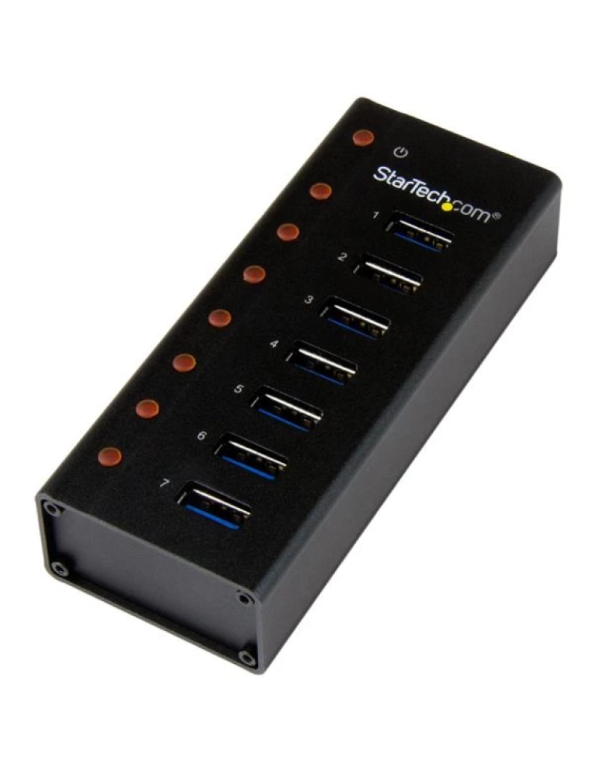 Startech - Adaptador USB Startech > Concentrador 3.0 7 Portas Caixa em Metal Montável em Parede ou Computador de Secretária - ST7300U3M