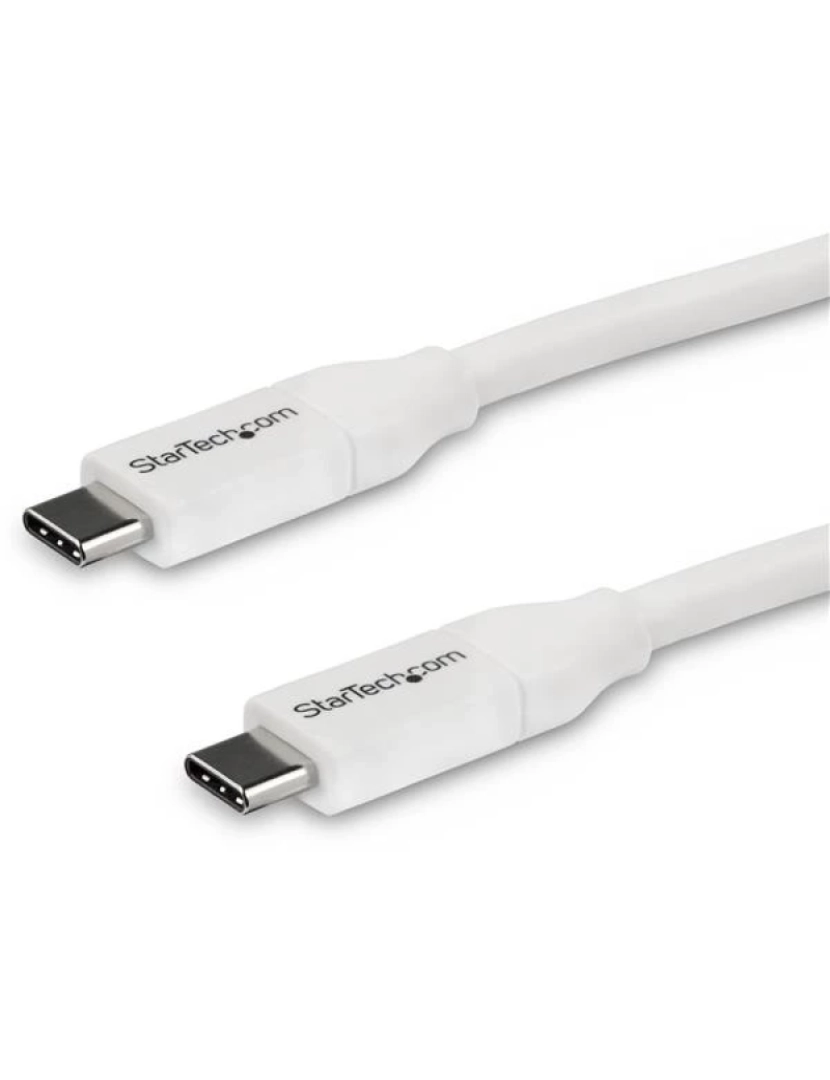 imagem de Cabo USB Startech > USB-C Para USB-C com 5A PD M/M Branco 4 M 2.0 Certificação USB-IF - USB2C5C4MW1