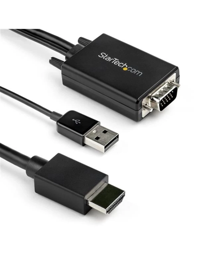 imagem de Adaptador USB Startech > de Cabo de Vídeo 2 M TYPE-A + VGA (D-SUB) Hdmi Type A (standard) Preto - VGA2HDMM2M1