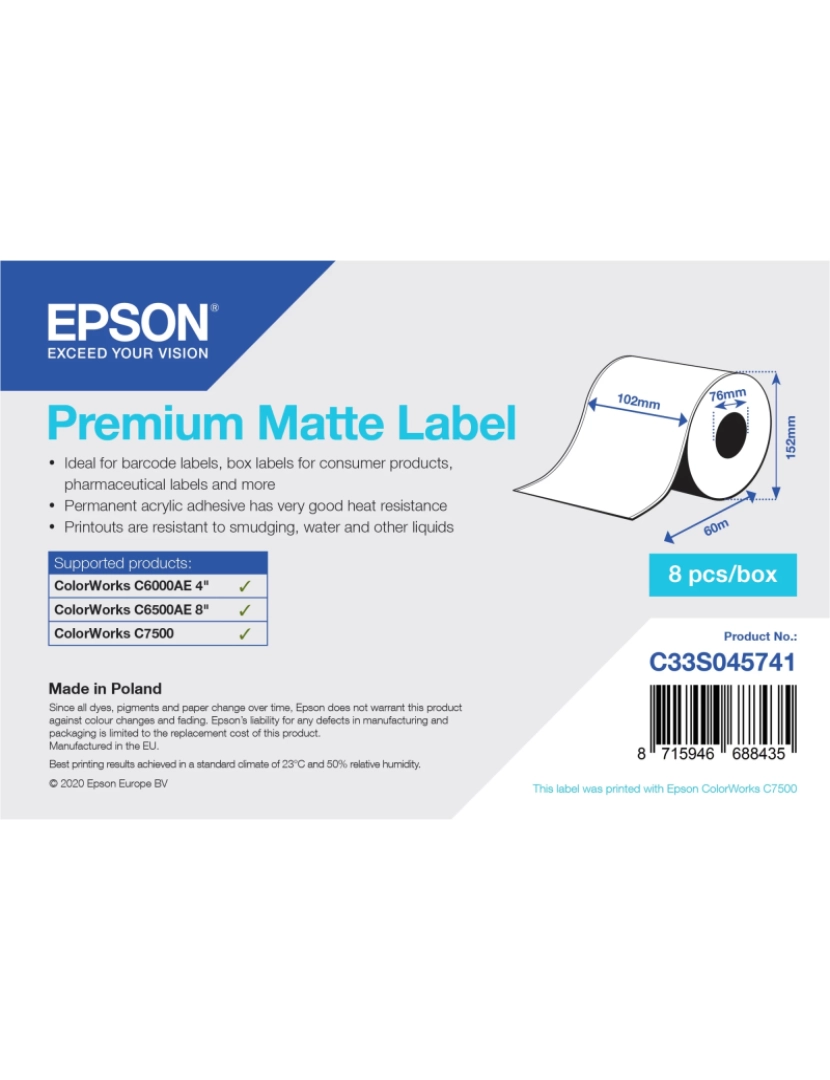 imagem de Etiquetas Epson > Etiqueta Para Impressão Etiqueta de Impressora AUTO-ADESIVA - C33S0457411