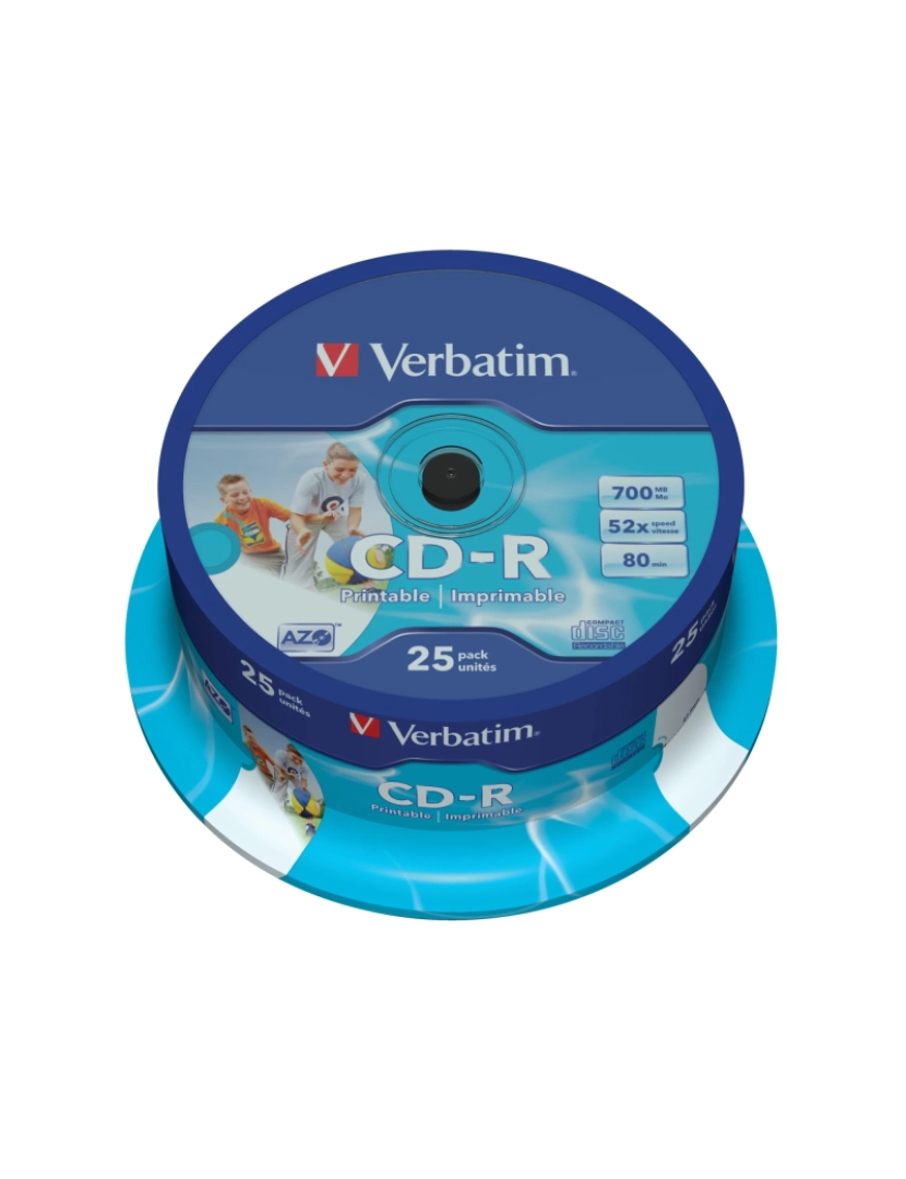 Verbatim - Disco Óptico Verbatim > CD-R AZO Wide Inkjet Printable 700 MB 25 Unidade(s) - 43439