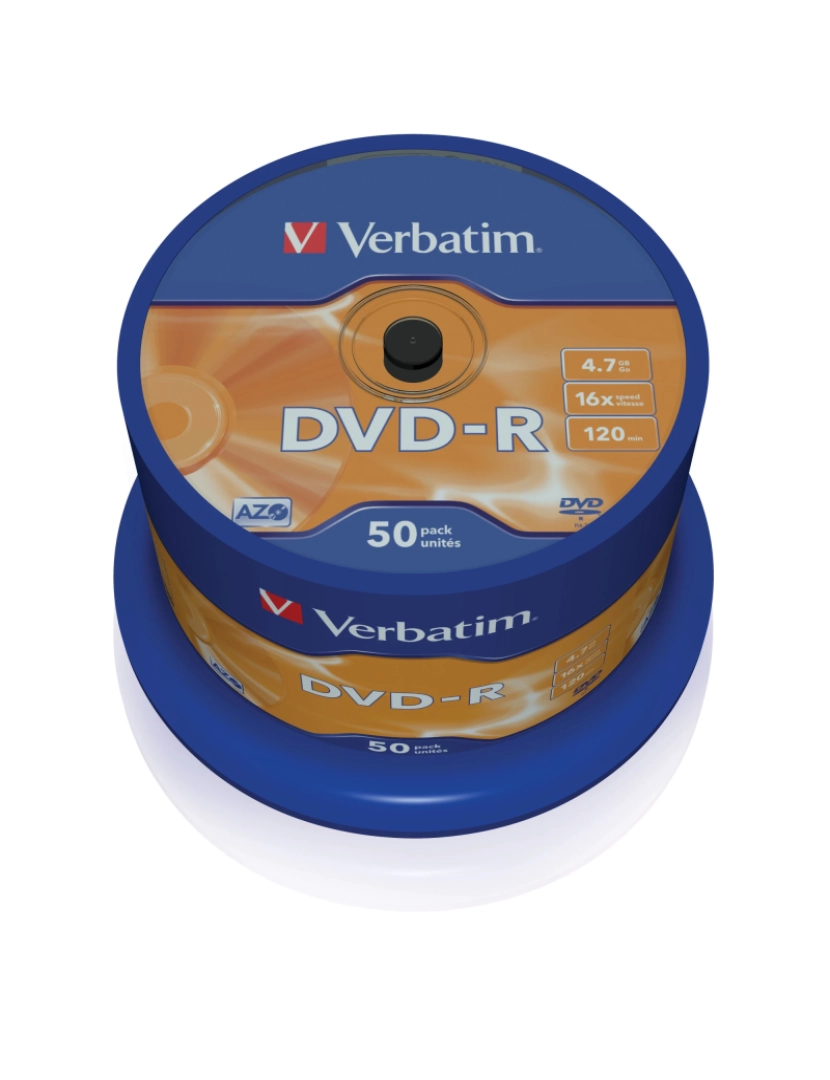 Verbatim - Disco Óptico Verbatim > DVD-R Matt Silver 4,7 GB 50 Unidade(s) - 43548