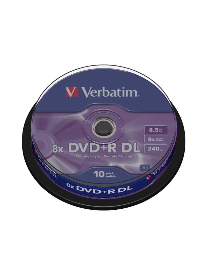 imagem de Disco Óptico Verbatim > Dvds Virgem 8,5 GB Dvd+r DL 10 Unidade(s) - 436661