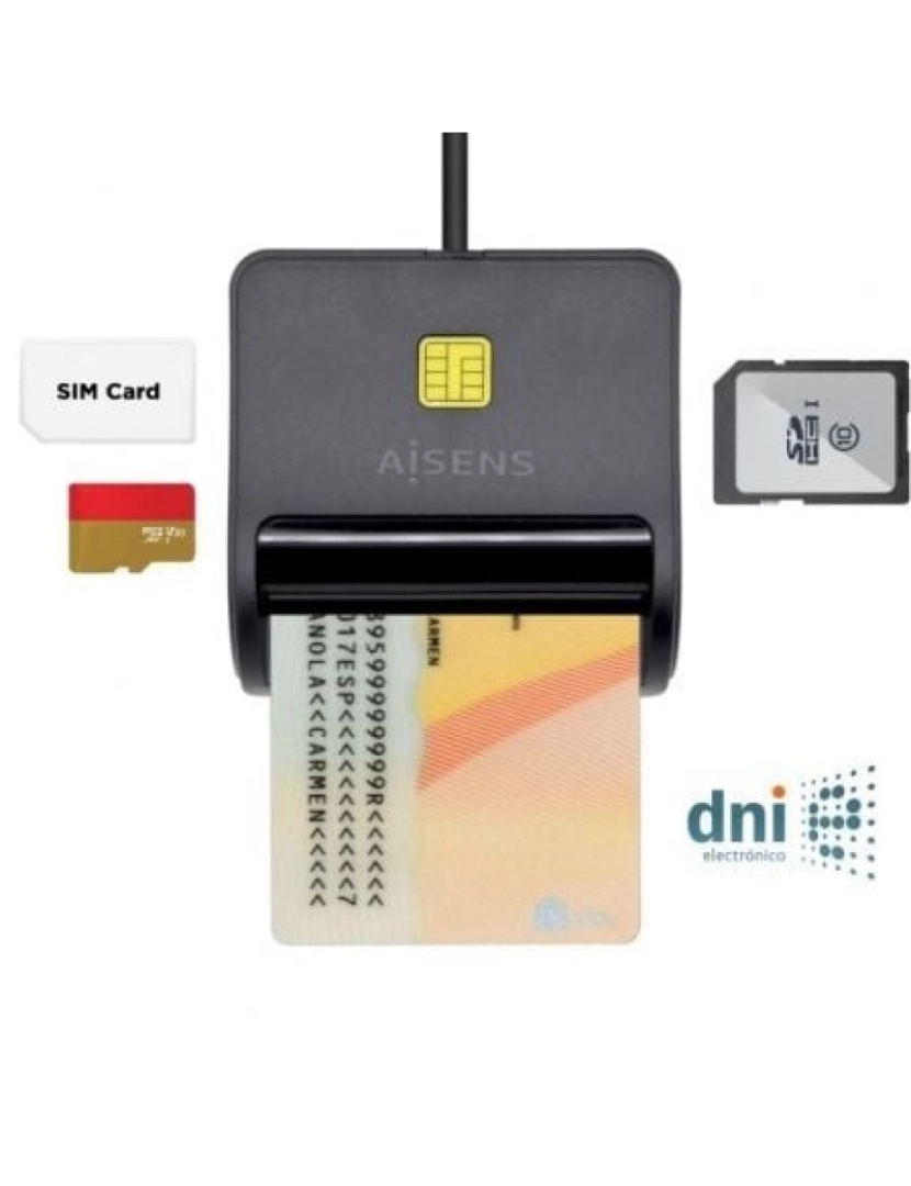 Aisens - Leitor de Cartões Aisens > Controlo Acesso Controlo Acesso USB Preto - ASCR-SN02SD-BK