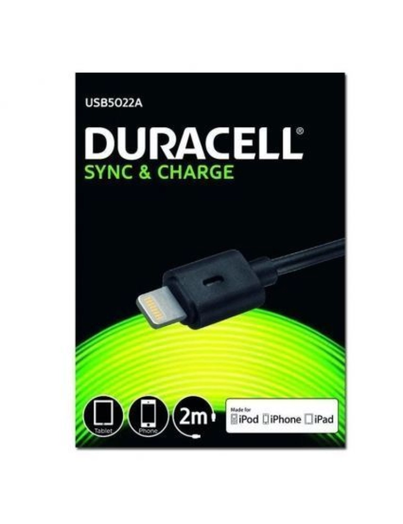 Duracell - Cabo Lightning Duracell > Carregador de Dispositivos Móveis Preto - USB5022A