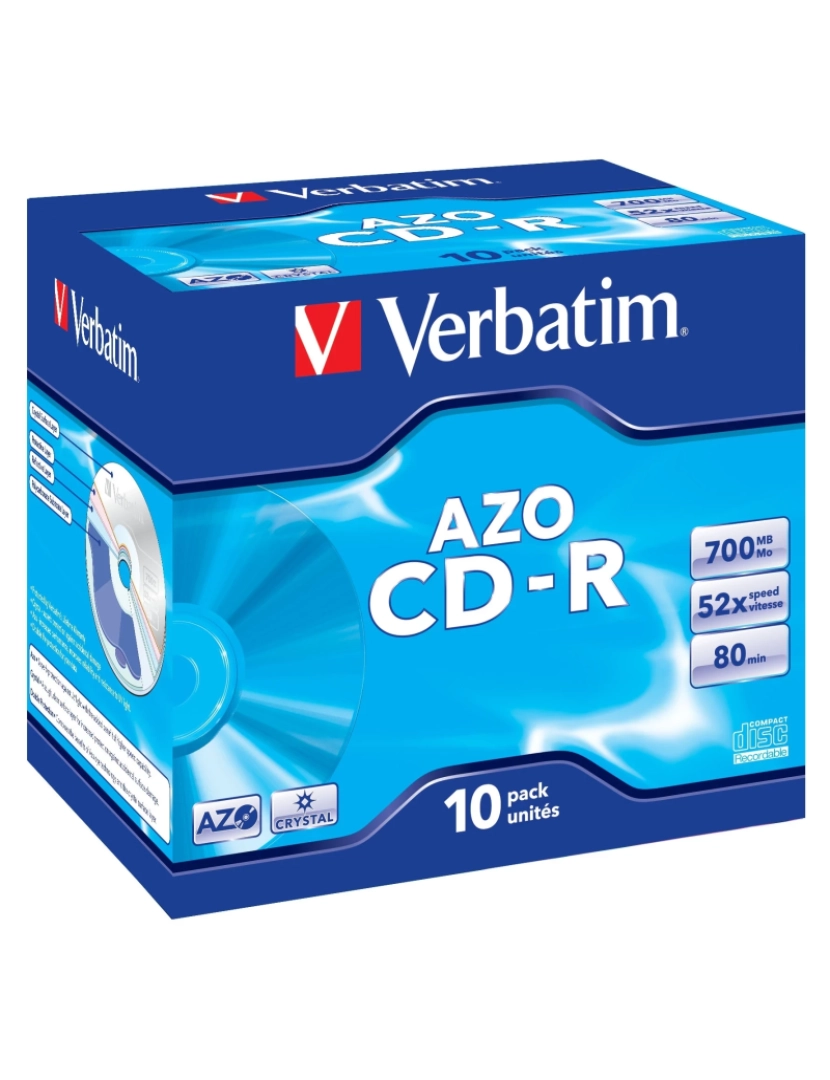 Verbatim - Drive Óptica Verbatim > CD-R AZO Crystal 700 MB 10 Unidade(s) - 43327
