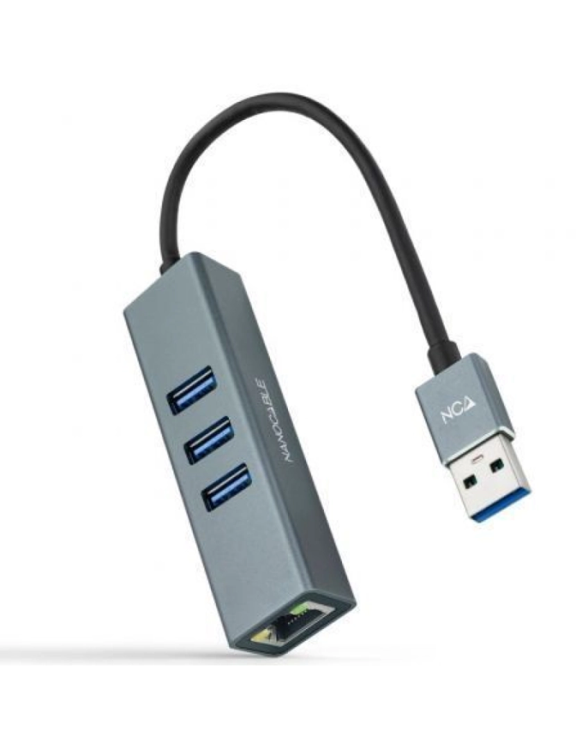 Nano Cable - HUB USB Nano Cable > Nanocable Base & Duplicador de Portas com Fios 3.2 GEN 1 (3.1 GEN 1) TYPE-A Cinzento - 10.03.0407
