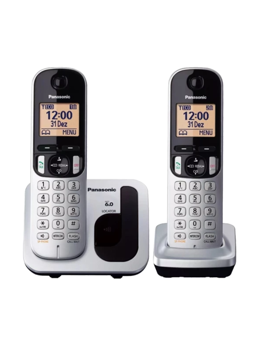 Panasonic - Telefone SEM FIO Panasonic > KX-TGC212 Dect Identificação de Chamadas Metálico - KX-TGC212PL/SPS