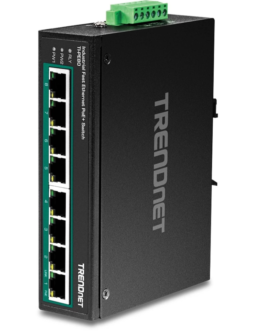 Trendnet - de rede não-gerido fast ethernet (10/100) power over ethernet (poe) preto - ti-pe80