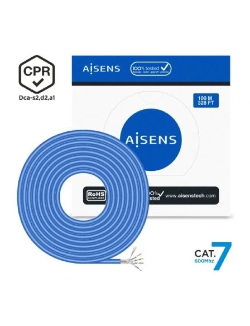 imagem de AISENS A146-0664 cabo de rede Azul 100 m Cat7 SF/UTP (S-FTP)1