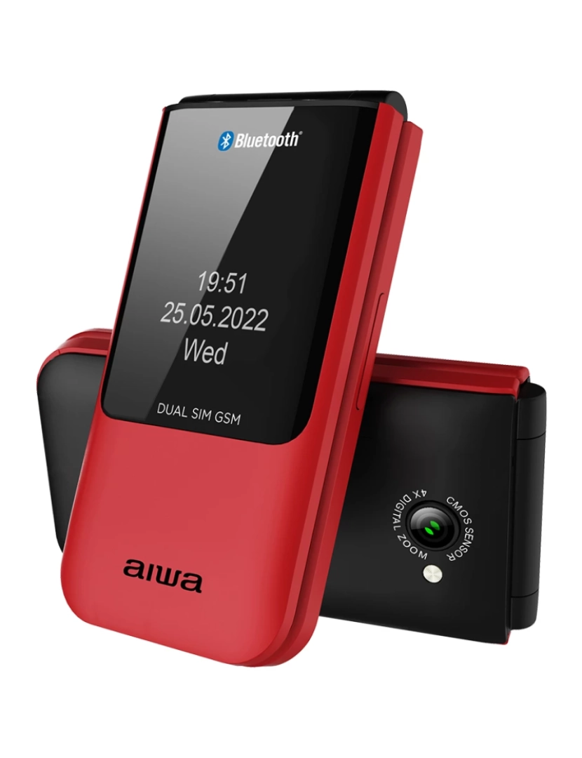 imagem de Aiwa FP-24RD telemóvel 6,1 cm (2.4") 91,7 g Preto, Vermelho Telefone digital1