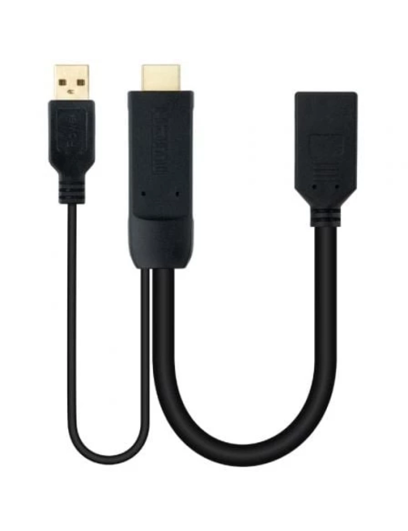 Nano Cable - Cabo HDMI NANO CABLE > nanocable adaptador de de vídeo 0,2 m + usb type-a displayport preto - 10.16.0205
