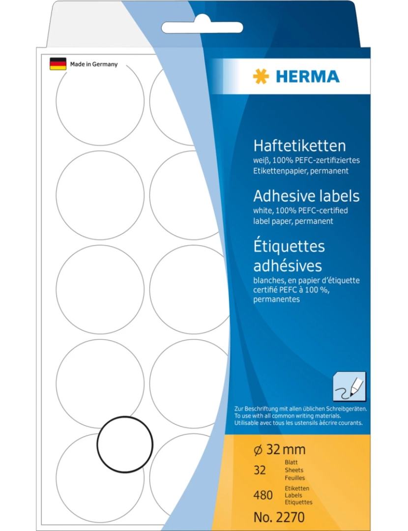 Herma - Etiquetas Herma > 2270 Etiqueta Autocolante Círculo Branco 480 Unidade(s) - 1992270