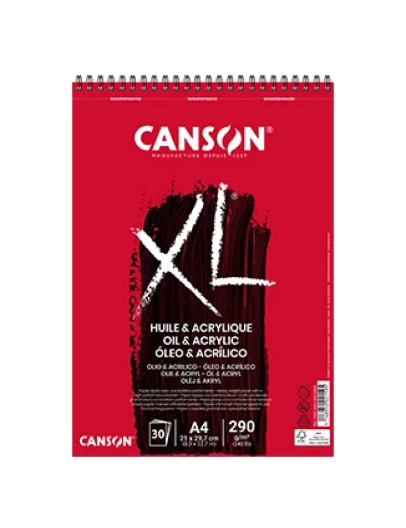 imagem de Caderno Canson > Bloco Espiralado XL Óleo E Acrílico A4 290GR 30 FLS - 1081104011