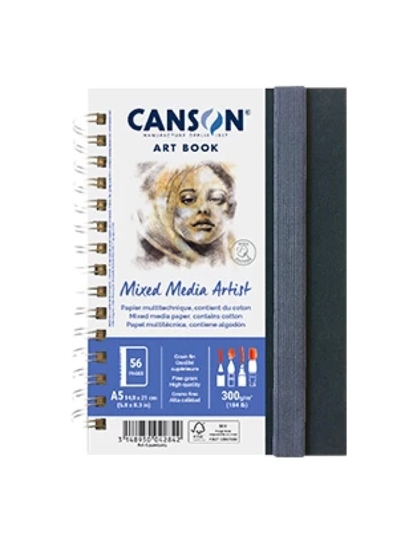 imagem de Caderno Canson > Artbook Mixed Media Artist A5 300GR 56 Folhas - 10800L0051