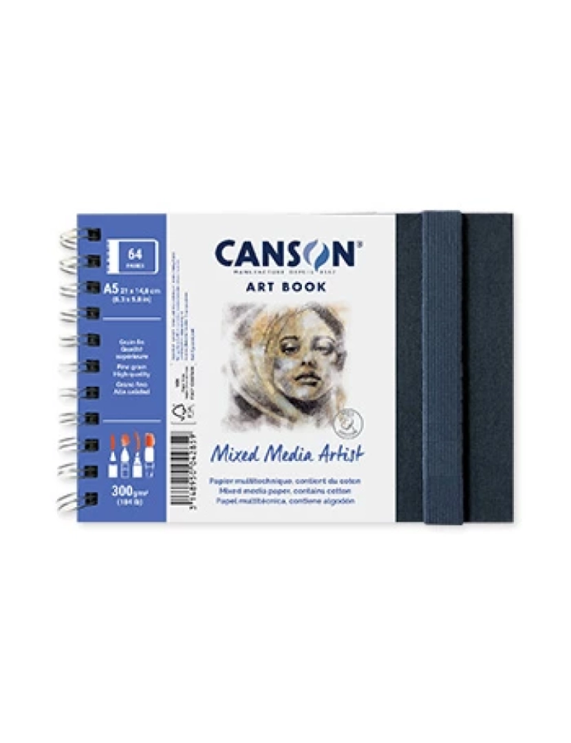 imagem de Caderno Canson > Artbook Mixed Media Artist A5 300GR 56 Folhas - 10800L0061