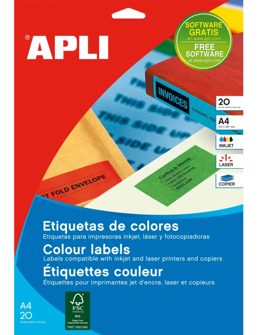Apli - Etiquetas Apli > 12994 Etiqueta Para Impressão Verde Etiqueta de Impressora AUTO-ADESIVA - APL12994