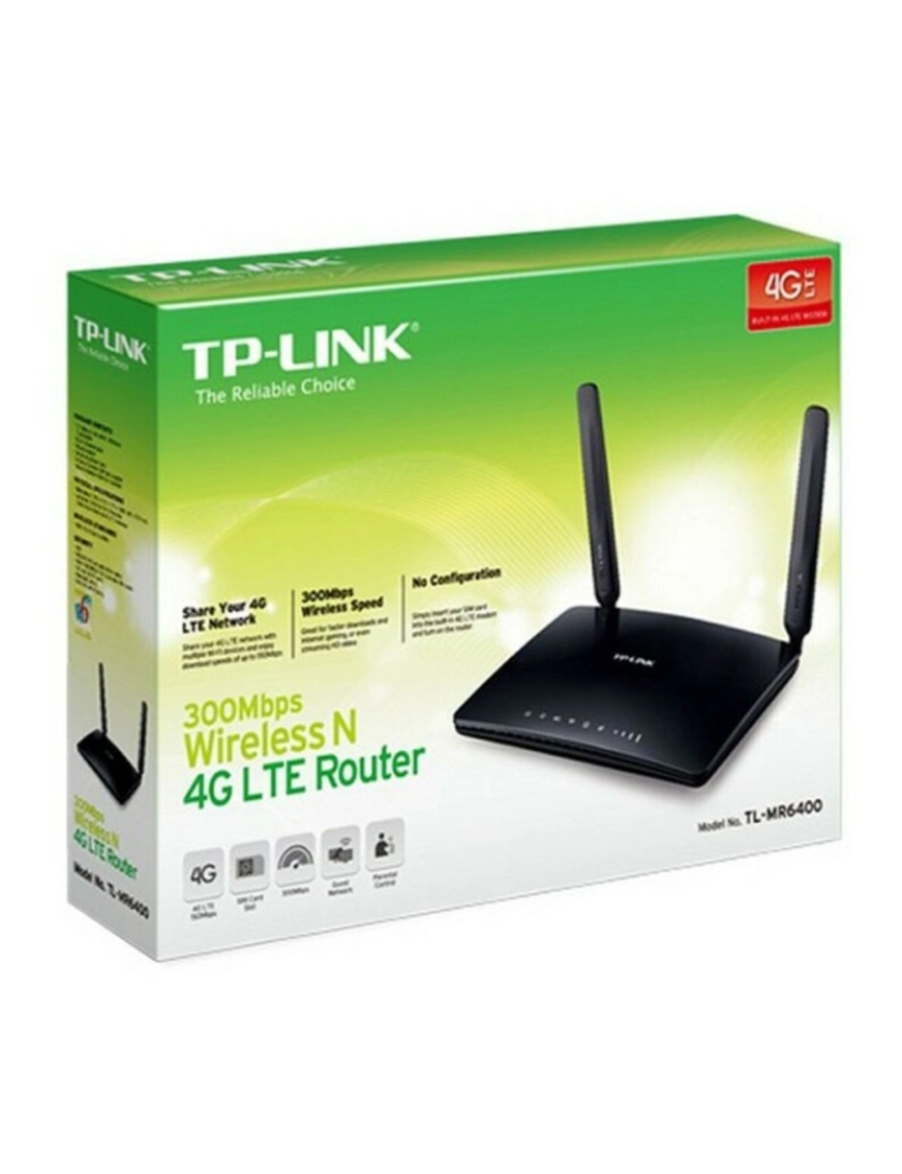 imagem de Router TP-LINK > SEM Fios Fast Ethernet SINGLE-BAND (2,4 Ghz) 4G Preto - TL-MR64004