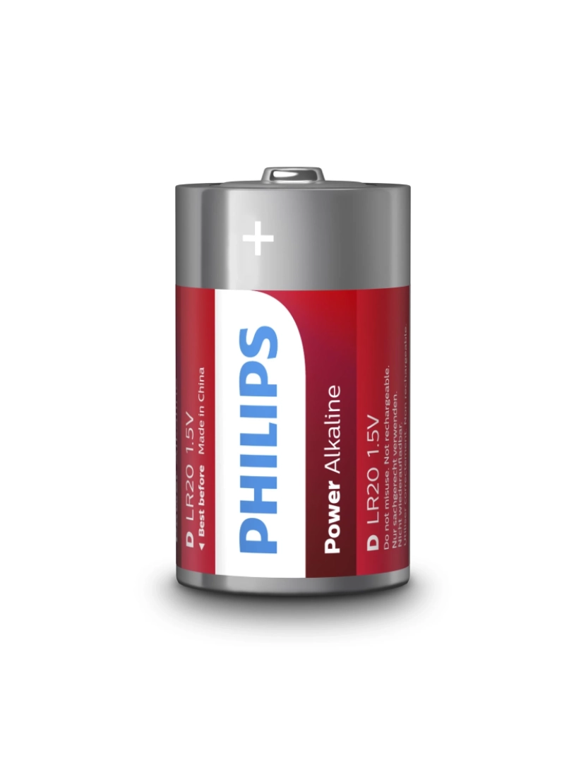Philips - PILA ALKALINA PHILLIPS D - LR20 1,5V (BLISTER 2 UNID)  ?34,2x61,5mm