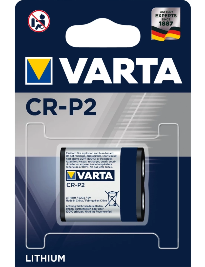 Varta - PILA VARTA LITHIUM CR-P2 6V (BLISTER 1 UNID)  34,5x19,5x35mm