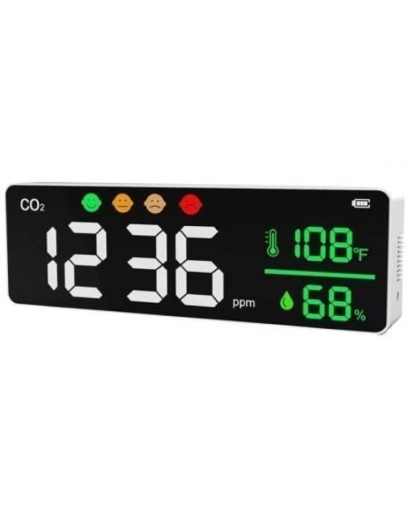 Leotec - Sensor Leotec Medidor CO2 de Pared Ndir LCD Temperatura Y Humedad 3000MAH Alarma - LEMCO203