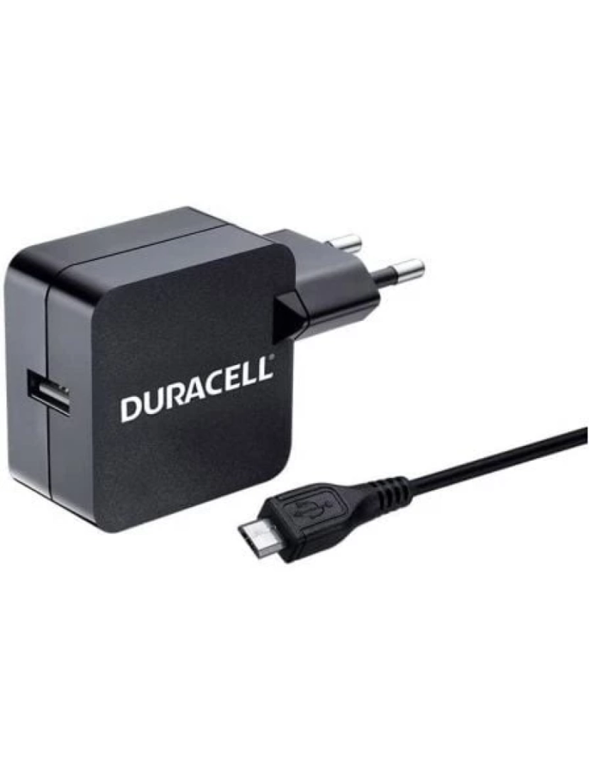 Duracell - Cabo USB Duracell Carregador Viagem 2.4A 1M Micro Preto DMAC10-EU