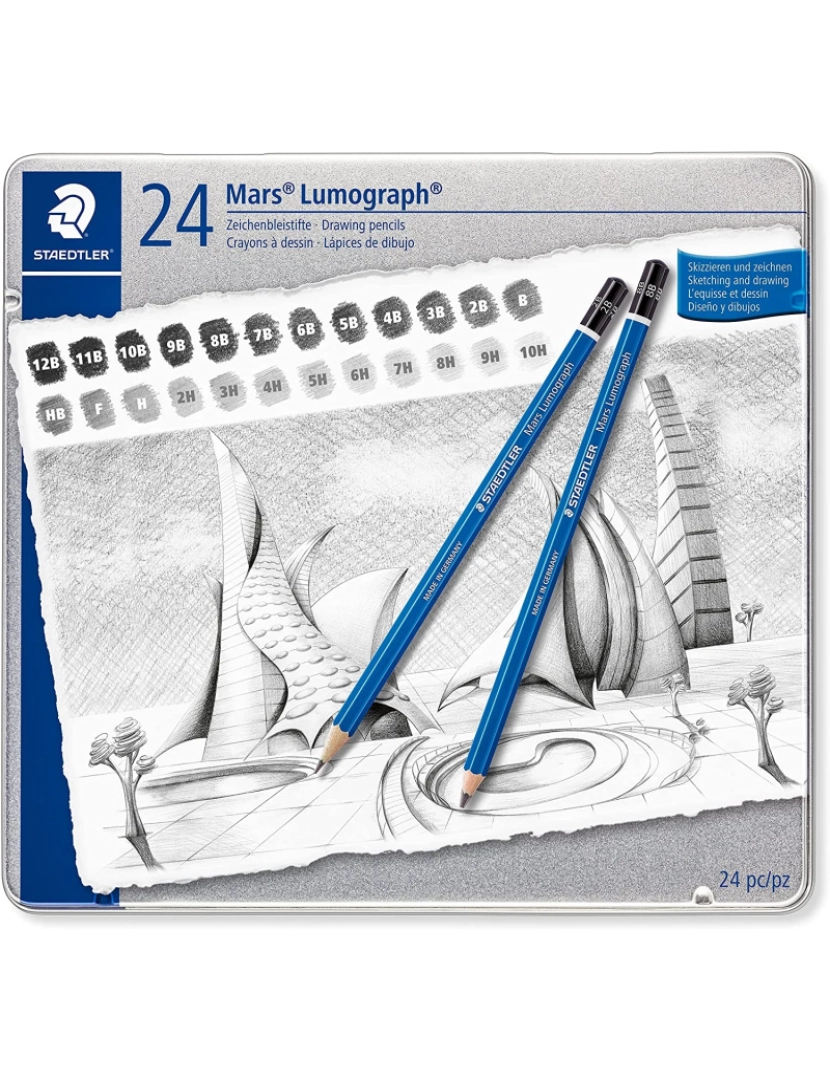 Staedtler - Lápis Staedtler Mars Lumograph 100 Pack de 12 Lapices de Grafito Resistencia A LA Rotura Graduaciones Surtidas - 1361203