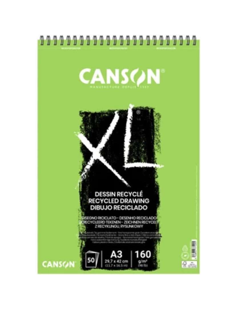 Canson - Bloco Canson Espiralado XL Recycle A3 160GR 50F - 108777129