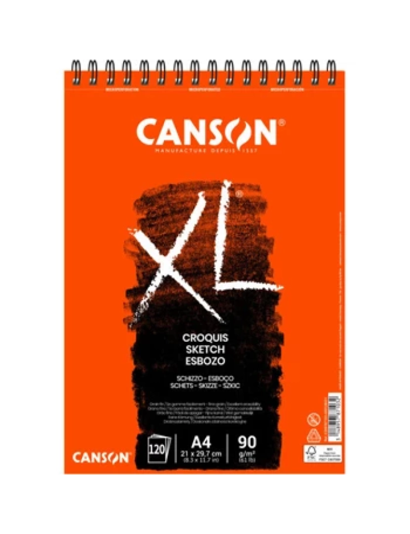 Canson - Bloco Canson Espiralado XL Croquis A4 90GR 120FLS - 108787103