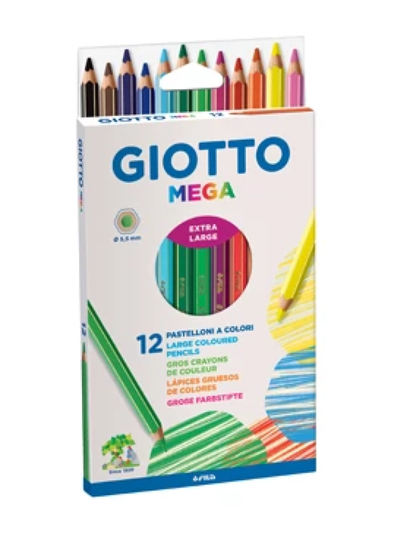 Giotto - Lápis de cor Giotto 18CM Mega CX Cartao 12UN - 160225600