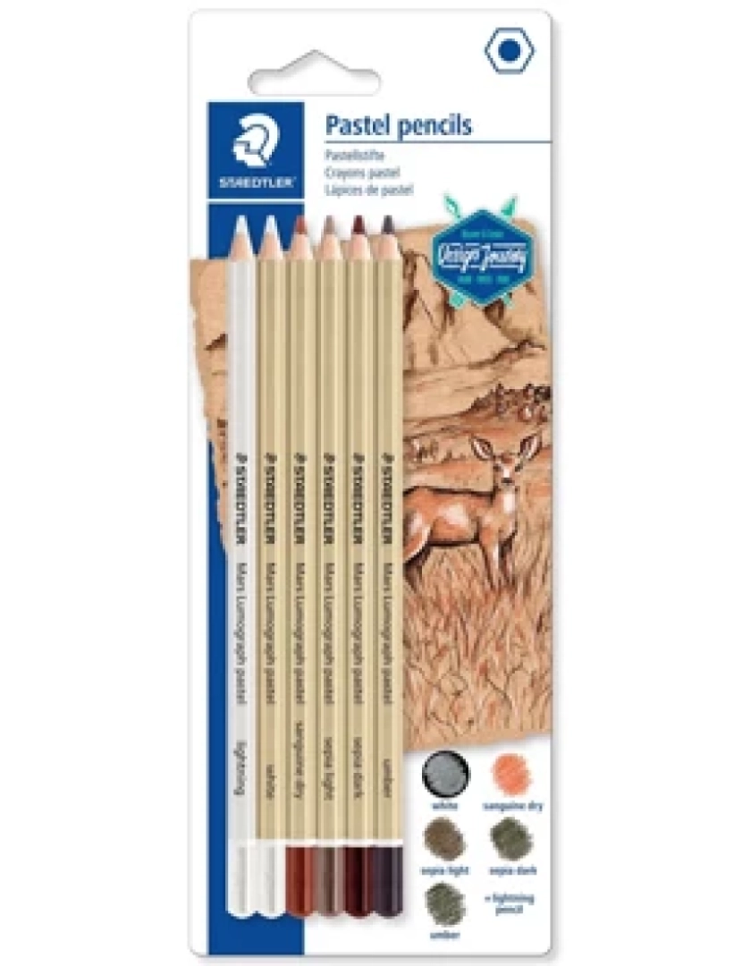 Staedtler - Lápis Staedtler Pastel 100P SBK6 Mars Lumograph 5+ 1 Ilumina - 1361209