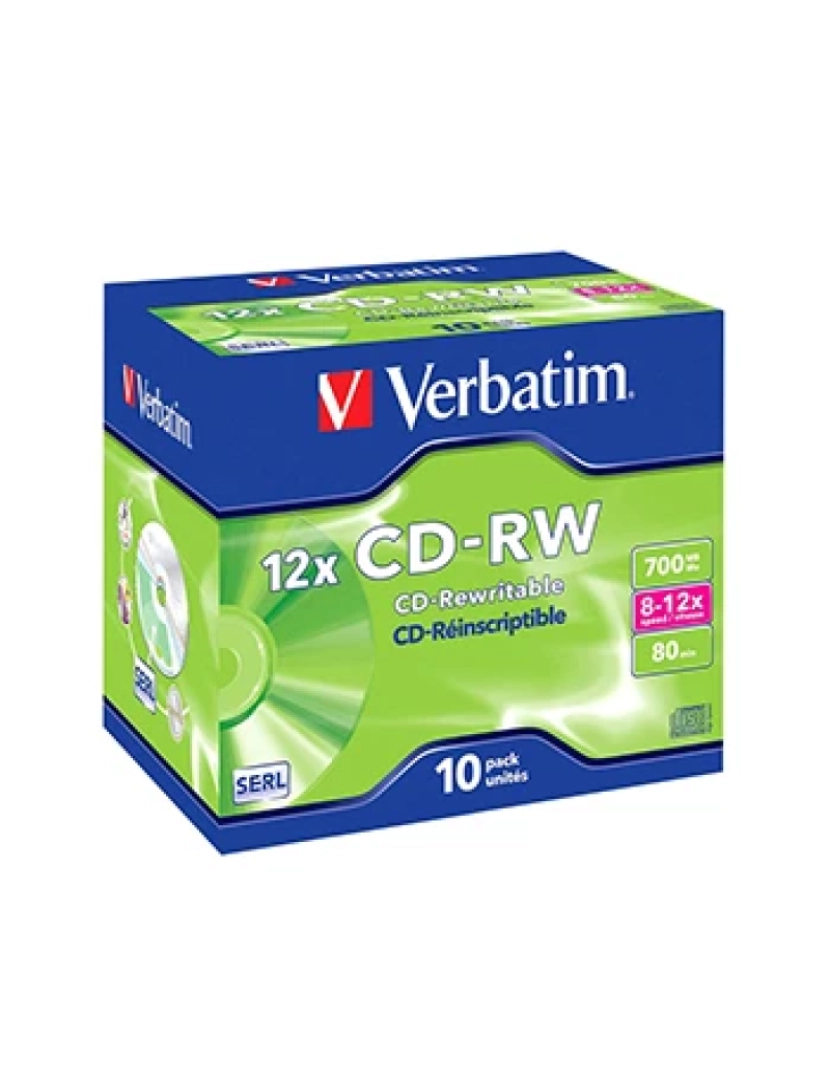 Verbatim - Disco Óptico Verbatim CD-RW 700MB 8X10X 80MIN Jewell Case PACK10 - VER43148